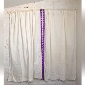 Serena & Lily tassel curtain panels white with purple 60”
